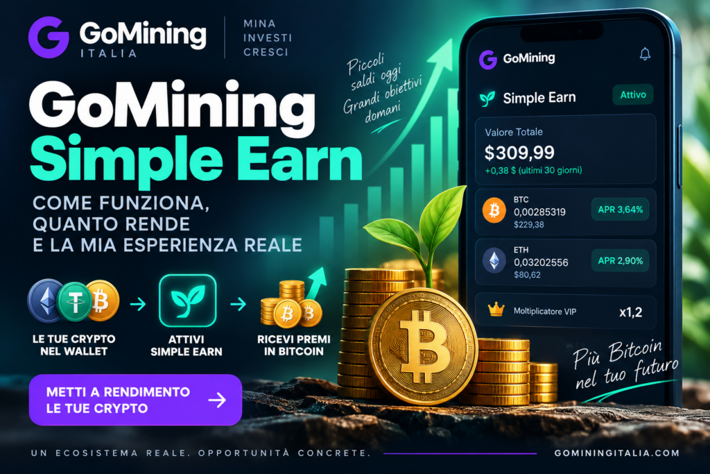 GoMining Simple Earn come funziona e quanto rende